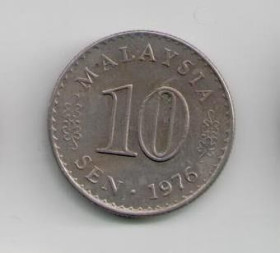 Малайзія Малайзия ^/--/^ Азия. Монета Малайзия 10 сенов 1976 года ^_^^^ Азія. Монета Малайзія 10 сенів 1976 - фото фото фото