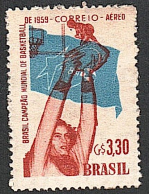 Південна Америка Южная Америка ^/--/^ Бразилия  (1959) Авиапочта. Чемпионат мира по баскетболу ^_^^^ Бразилія (1959) Авіапошта. Чемпіонат світу з баскетболу - фото фото фото