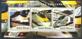 Гвінея-Бісау Гвинея-Бисау ^/--/^ Гвинея-Бисау 2001 транспорт железная дорога Евростар люкс-бл. ^_^^^ Гвінея-Бісау 2001 транспорт залізниця Євростар люкс-бл. - фото фото фото