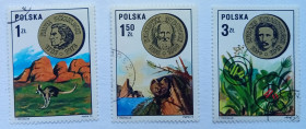 Польща Польша ^/--/^ Польша 1973 Ученые, 3 марки, гашеные ^_^^^ 1973 — Вчені, 3 марки, гашені - фото фото фото