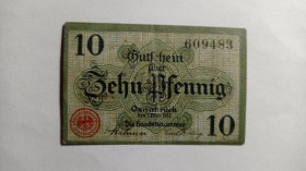 Інше Другое ^/--/^ Німеччина. Нотгельд. 10 пфенігів. 1917. ^_^^^ Германия. Нотгельд. 10 пфеннигов. 1917. - фото фото фото