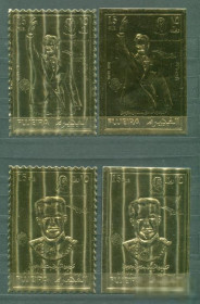 Освоєння космосу Освоение космоса ^/--/^ Фуджейра Fujeira Space 1972 we 600-603 De Gaulle, Shah of Iran,Concorde and satellite A-1 on gold st ^_^^^ Fujeira Space 1972 we 600-603 De Gaulle, Shah of Iran, Concorde and satellite A-1 on gold st - фото фото фото