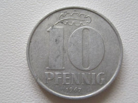 НДР, ФРН ГДР, ФРГ ^/--/^ Германия - ГДР 10 пфеннигов 1967 года 28080 ^_^^^ Німеччина - НДР 10 пфенігів 1967 року 28080 - фото фото фото