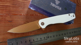 Ножі, мультітули Ножи, мультитулы ^/--/^ TRIVISA Hummingbird-WG, 14 /--/ C /--/ 28 /--/ N Rose Gold, G /--/ 10 White, Flipper, Ceramic Ball Bearing, Outdoor, Tactical, EDC, Liner Lock - фото фото фото