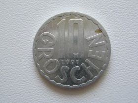 Австрія Австрия ^/--/^ Австрия 10 грошей 1991 года #9403 ^_^^^ Австрія 10 грошей 1991 року #9403 - фото фото фото
