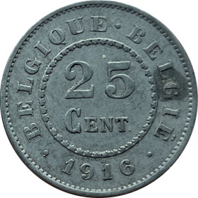Бельгія Бельгия ^/--/^ 25 Сантимов 1916 Бельгия Цинк ^_^^^ 25 Сантімов 1916 Бельгія Цинк - фото фото фото