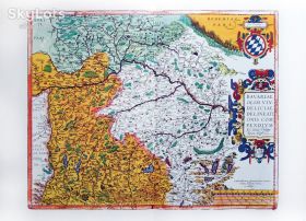 Картини, Гравюри, Живопис та Графіка Картины, Гравюры, Живопись и Графика ^/--/^ Старовинна мапа карта Баварії на папері верже 1595 Abraham Ortelius ^_^^^ Старинная карта Баварии на бумаге верже 1595 Abraham Ortelius - фото фото фото