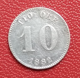 Швеція Швеция ^/--/^ Швеция 10 эре, 1882 г, серебро ^_^^^ Швеція 10 ер, 1882 р, срібло - фото фото фото