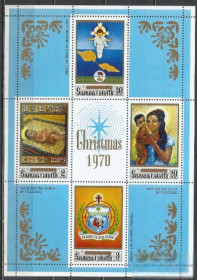 Марки Австралії та Океанії Марки Австралии и Океании ^/--/^ Самоа и Сисифо 1970 Рождество бл. ^_^^^ Самоа і Сісіфо 1970 Різдво бл. - фото фото фото