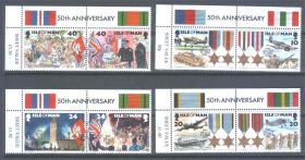 Транспорт Транспорт ^/--/^ Авиация . UK Мэн 1995 г  MNH - 4 пары - 50 лет окончания войны ^_^^^ UK Мен 1995 MNH - 4 пари - 50 років закінчення війни - фото фото фото