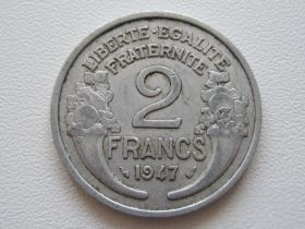 Франція Франция ^/--/^ Франция 2 франка 1947 года 24396 ^_^^^ Франція 2 франки 1947 24396 - фото фото фото