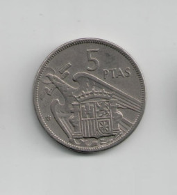 Іспанія Испания ^/--/^ Монета Испания 5 песет 1957 года, 60 внутри звезды ^_^^^ Монета Іспанія 5 песет 1957 року, 60 всередині зірки - фото фото фото