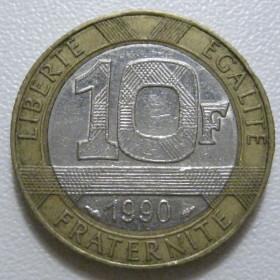 Франція Франция ^/--/^ Франція 10 франків 1990 року 43763 ^_^^^ Франция 10 франков 1990 года 43763 - фото фото фото