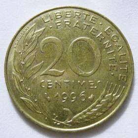 Франція Франция ^/--/^ Франція 20 сантимів 1996 року #6 /--/ П /--/ 1428 ^_^^^ Франция 20 сантимов 1996 года #6 /--/ П /--/ 1428 - фото фото фото