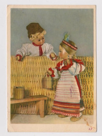 СРСР СССР ^/--/^ КУКЛЫ В РУССКИХ НАРОДНЫХ КОСТЮМАХ  1965 г.  СПАССКАЯ  чистая  ^_^^^ КУКЛИ В РОСІЙСЬКИХ НАРОДНИХ КОСТЮМАХ 1965 Спаська чиста - фото фото фото