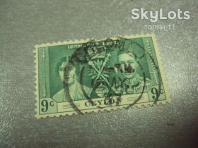 Шрі-Ланка Шри-Ланка ^/--/^ марка Цейлон Шри-Ланка брит.колония 1937 коронация Георга VI гаш №215 ^_^^^ марка Цейлон Шрі-Ланка брит.колонія 1937 коронація Георга VI гаш No /--/ 215 - фото фото фото