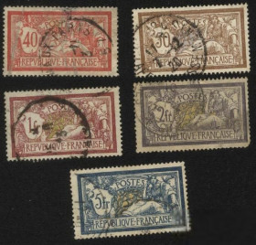 Франція Франция ^/--/^ Франция 1900 г.№ 97-101 серия гашенная ^_^^^ Франція 1900 р. No 97-101 серія гашена - фото фото фото