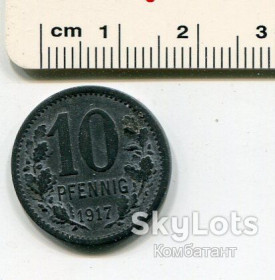Німецька імперія (-) Германская империя (-) ^/--/^ 10 пфенніґів 1917 р. Бонн. ^_^^^ 10 пфеннигов 1917 Бонн. - фото фото фото