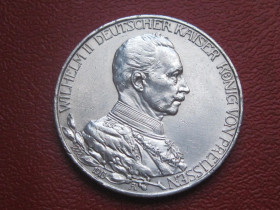 Німецька імперія (-) Германская империя (-) ^/--/^ Пруссия.3 марки 1913 А.25 лет правления. Серебро.. Оригинал.Отличный сохран. аUNC   (4) ^_^^^ Пруссія.3 марки 1913 А.25 років правління. Срібло. Оригінал.Відмінний збереження. АUNC (4) - фото фото фото