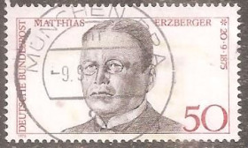 НДР, ФРН ГДР, ФРГ ^/--/^ ФРГ 1975 Mi.865 used 100-летие Матиаса Эрцбергера - гос. и полит. деятеля ^_^^^ ФРН 1975 Mi.865 used 100-річчя Матіаса Ерцбергера - держ. і політ. діяча - фото фото фото