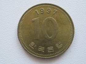 Республіка Корея Республика Корея ^/--/^ Южная Корея 10 вон 1997 года #17058 ^_^^^ Південна Корея 10 вон 1997 року #17058 - фото фото фото