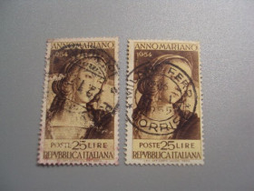 Італія, Ватикан Италия, Ватикан ^/--/^ марки Италия 1954 Анна Мария 25 лир лот 2 шт гаш №2811 ^_^^^ Італія 1954 Анна Марія 25 лір лот 2 шт гаш No /--/ 2811 - фото фото фото