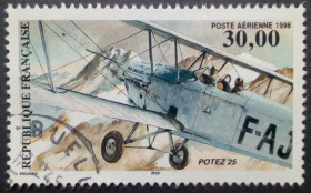 Франція Франция ^/--/^ Франция 1998 Аэроплан Potez 25, гашеная  (КЦ = 9 евро) ^_^^^ Франція 1998 Аероплан Potez 25, гашена (КЦ = 9 євро) - фото фото фото