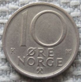 Норвегія Норвегия ^/--/^ Норвегия 10 эре 1985 года #11210 ^_^^^ Норвегія 10 ери 1985 #11210 - фото фото фото