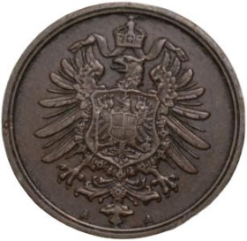 Німецька імперія (-) Германская империя (-) ^/--/^ 2 пфеннига,1877 А, Германская империя, отл. состояние ^_^^^ 2 пфеніга, 1877 А, Німецька імперія, відл. стан - фото фото фото