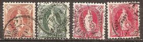 Швейцарія Швейцария ^/--/^ Швейцария 1905-07 Подборка 4 гашеные марки ^_^^^ Швейцарія 1905-07 Добірка 4 гашені марки - фото фото фото