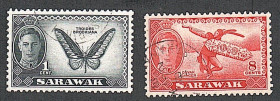 Малайзія Малайзия ^/--/^ Саравак  (1950) Британский протекторат. Бабочка, даякский танцор ^_^^^ Саравак (1950) Британський протекторат. Бабочка, даякський танцюрист - фото фото фото