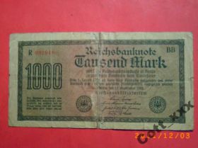 Німеччина Германия ^/--/^ 1000 марок - ГЕРМАНИЯ 1922 год ^_^^^ 1000 марок - Німеччина 1922 - фото фото фото