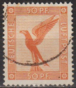 Веймарська республіка Веймарская республика ^/--/^ 1926 - Німеччина - Авіапошта - Орел - 50 Mi.381 _7,0 € _гаш ^_^^^ 1926 - Германия - Авиапочта - Орел - 50 Mi.381 _7,0 € _гаш - фото фото фото