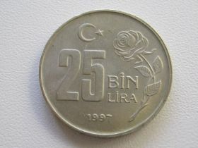 Туреччина Турция ^/--/^ Турция 25000 лир 1997 года #15526 ^_^^^ Туреччина 25000 лір 1997 року #15526 - фото фото фото