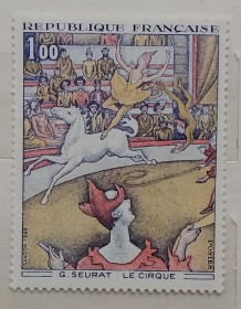 Мистецтво Искусство ^/--/^ Франция 1969 г - Жорж Сёра  (1859-1891) &amp;quot;Цирк&amp;quot;, негаш ^_^^^ Франція 1969 - Жорж Сера (1859-1891) &amp;quot; Цирк &amp;quot;, негаш - фото фото фото
