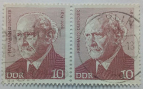 НДР, ФРН ГДР, ФРГ ^/--/^ ГДР 1974 Герман Дункер, сцепка, гашеная ^_^^^ НДР 1974 Герман Дункер, зчіпка, гашена - фото фото фото