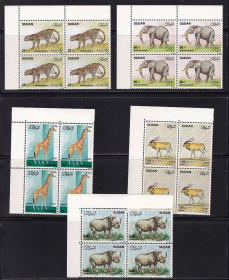 Фауна Фауна ^/--/^ Фауна . Судан 1990 г MNH - серия - квартблоки ^_^^^ Фауна . Судан 1990 р MNH - серія - квартблоки - фото фото фото
