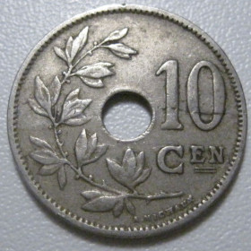 Бельгія Бельгия ^/--/^ Бельгія 10 сантимів 1925 року Belgie 42187 ^_^^^ Бельгия 10 сантимов 1925 года Belgie 42187 - фото фото фото