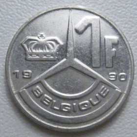 Бельгія Бельгия ^/--/^ Бельгія 1 франк 1990 року Belgique 42768 ^_^^^ Бельгия 1 франк 1990 года Belgique 42768 - фото фото фото