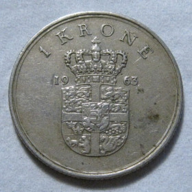 Данія Дания ^/--/^ Данія 1 крона 1963 року #6 /--/ П /--/ 351 ^_^^^ Дания 1 крона 1963 года #6 /--/ П /--/ 351 - фото фото фото