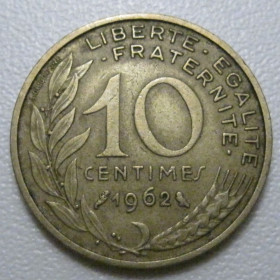 Франція Франция ^/--/^ Франція 10 сантимів 1962 року 41978 ^_^^^ Франция 10 сантимов 1962 года 41978 - фото фото фото
