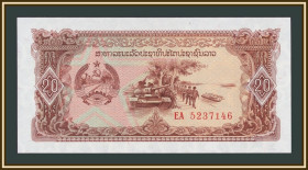 Лаос Лаос ^/--/^ Лаос 20 кип 1979  (1988) P-28  (28 /--/ br) UNC ^_^^^ Лаос 20 кип 1979 (1988) P-28 (28 /--/ br) UNC - фото фото фото
