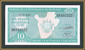 Бурунді Бурунди ^/--/^ Бурунди 10 франков 2003 P-33  (33 /--/ d.3) UNC ^_^^^ Бурунді 10 франків 2003 P-33 (33 /--/ d.3) UNC - фото фото фото