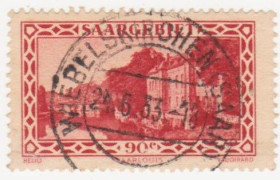 Веймарська республіка Веймарская республика ^/--/^ Германия   ( Саар)   1932  г. № 159 гашеная ^_^^^ Німеччина ( Саар) 1932 р. No 159 гашена - фото фото фото