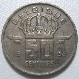 Бельгія Бельгия ^/--/^ Бельгія 50 сантимів 1959 року Belgique 42423 ^_^^^ Бельгия 50 сантимов 1959 года Belgique 42423 - фото фото фото