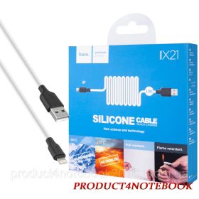 Кабелі Кабели ^/--/^ Кабель HOCO X /--/ 21 USB to iP 2 /--/ A, 1 /--/ m, silicone, TPE connectors, Black+White (6957531071365) - фото фото фото