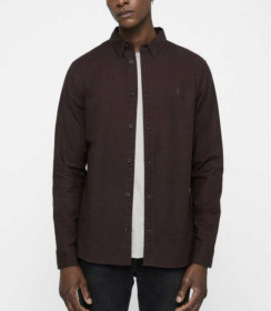Сорочки Рубашки ^/--/^ Рубашка слим коричневая &amp;apos;Allsaints&amp;apos; &amp;apos;Redondo shirt&amp;apos; 44-46 /--/ р ^_^^^ Сорочка злим коричнева &amp;apos;Allsaints &amp;apos;apos;; &amp;apos;Redondo shirt &amp;apos; 44-46 /--/ р - фото фото фото