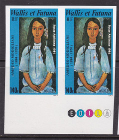 Мистецтво Искусство ^/--/^ Искусство . Уолис и Футуна  1984 г MNH - б/з пара - Амедео Модильяни ^_^^^ Уоліс і Футуна 1984 MNH - б/з пари - Амедео Модільяні - фото фото фото
