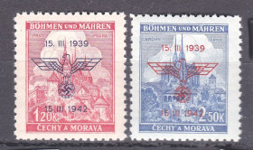 Чехословаччина Чехословакия ^/--/^ Богемия и Моравия 1942 г MNH - надпечатка ^_^^^ Богемія і Моравія 1942 MNH - надпечатка - фото фото фото