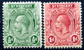 Великобританія Великобритания ^/--/^ БРИТАНСКИЕ КОЛОНИИ 1913. ГЕОРГ V. ПОДВЕТРЕННЫЕ О-ВА.  (СЕНТ ВИНСЕНТ). МН ^_^^^ Братанські колонії 1913. Георг V. Підвітряні о-ви. Сент-Вінсент). МН - фото фото фото